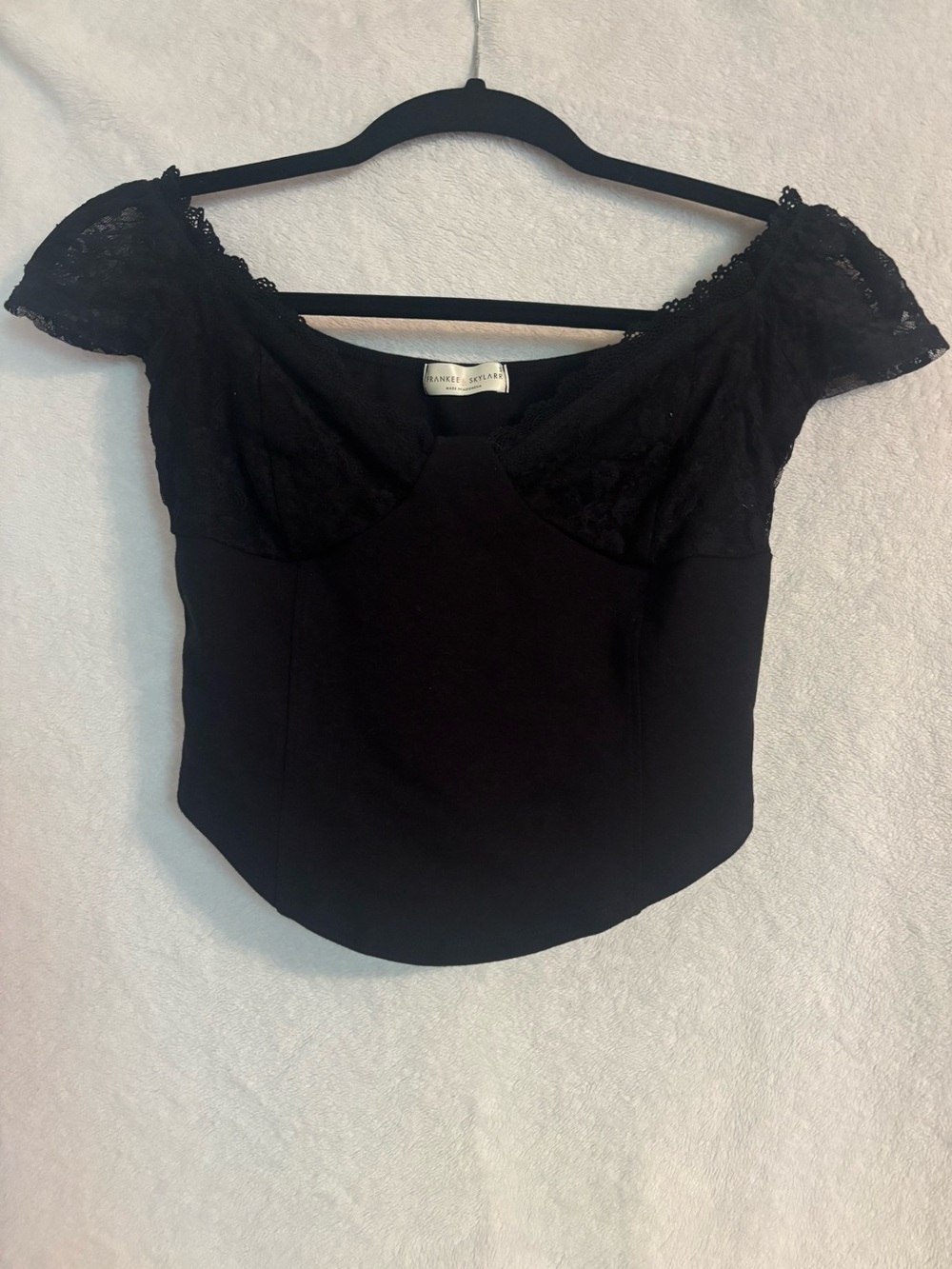 Black Lace-Trim Off-Shoulder Women's Top - Brand Unknown